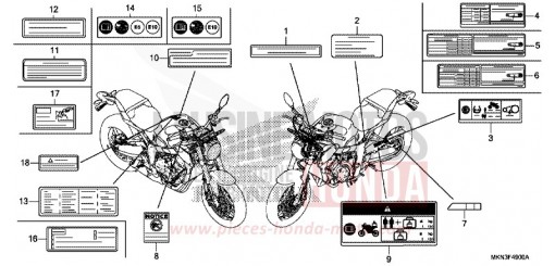 ETICHETTA DI AVVERTIMENTO CB650RAK di 2019